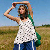 Tie Up Polka Dot Print Vest