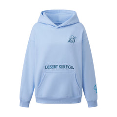 Blue Beach Graphic Embroidered Hooded Sweatshirt