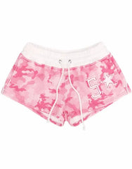 Camouflage Zipper Crop Hoodie, Tube Top, And Shorts, Sweatpants Set