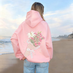 Bouquet Flower Print Hooded Sweatshirt