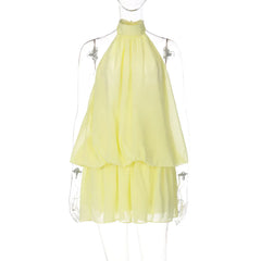Chiffon Frill Halter Mini Dress