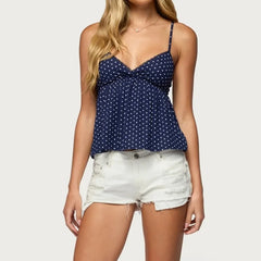 Blue Polka Dot Babydoll Top