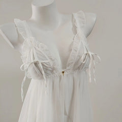Lace Frill Strap Mesh Nightdress