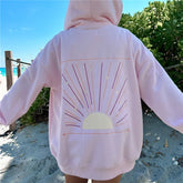 Pink Sunrise Embroidered Hoodie