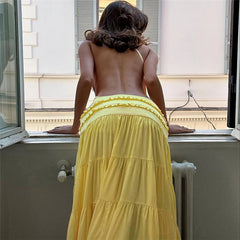 Open Back Ruffled Maxi Dress