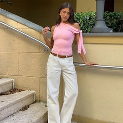 Off-Shoulder Tie-Up Top - Regular Fit