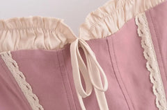 Pink Lace Strappy Mini Dress