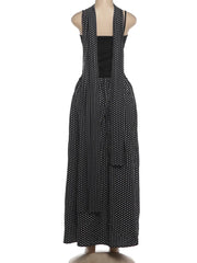 Black Polka Dot Patchwork Maxi Dress With Scarf