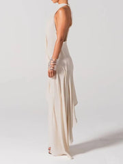 Ruched Folds Irregular Hem Tank Midi Dress