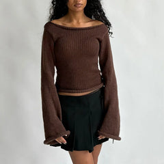 Off Shoulder Knitted Full Sweater