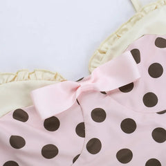 Pink Strappy Polka Dot Mini Dress