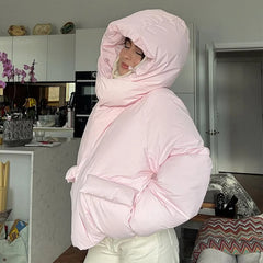 Hooded Padded Stand Collar Coat