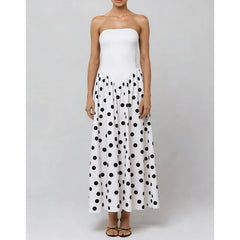 Polka Dot Hem Tank Patchwork Maxi Dress