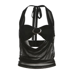 See-through Halter Top & Bralette Set - Streetwear Crop Tank