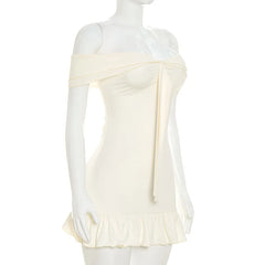 White Off-Shoulder Tie-Up Mini Dress