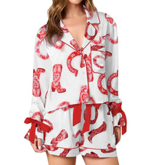 Bow/Boots Print Loungewear Pajama Set