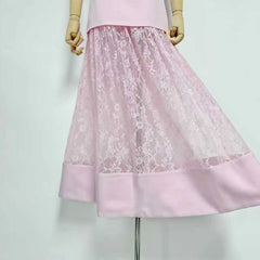 Strapless Smocked Lace Patchwork Maxi Gown