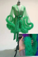 Short Feather Robe Dressing Gown