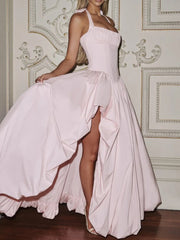 Halter Neck Puff Maxi Dress