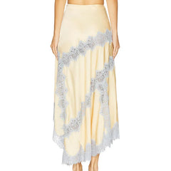 Lace Trim Patchwork Satin Cami Top And Maxi Skirt Set