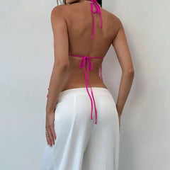Tie Up Open Back Crop Top