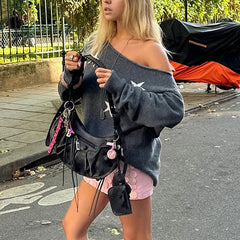 Grey Star Print Sweater