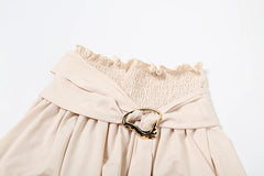 Incline Shoulder Tank Top And Buckle Ribbons Maxi Skirt Set