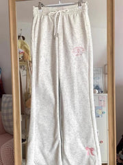 Flare High Waist Butterfly Embroidery Track Pants