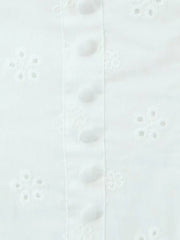 White Spaghetti Strap Eyelet 3d Flower Mini Dress