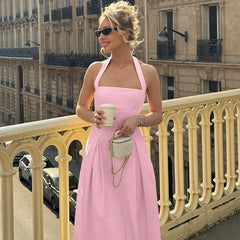 Solid Halter Midi Dress