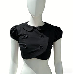 Peter Pan Collar Button Crop Top