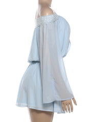 Blue Off-Shoulder Flared Sleeve Mini Dress