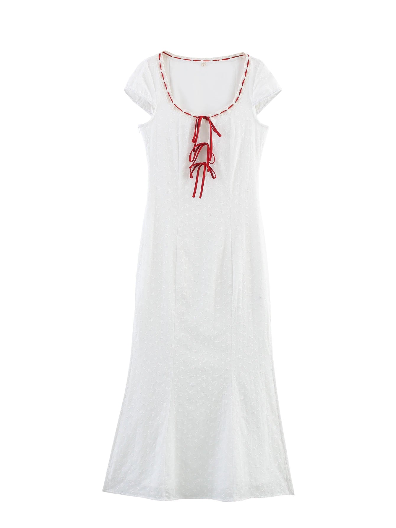 White dress with red accents