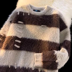 Striped Fuzzy Knit Sweater