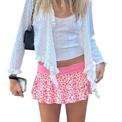 Layered Print Ruffle Mini Skirt