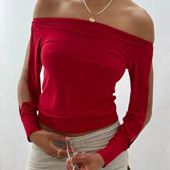 Cut Out Long Sleeve Crop Top