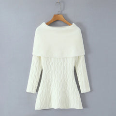 Cabel Knit Long Sleeve Off-Shoulder Mini Dress