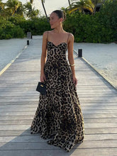 Leopard Sling Strap Long Dress