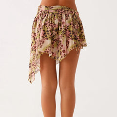 Animal Print Ruffled Low Rise Short Skirt