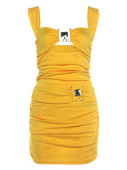 Ruched Metal Decoration Tank Top And Mini Skirt Set