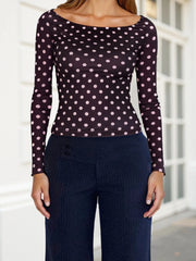 Long Sleeve Polka Dot Top