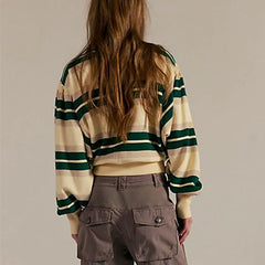 Stripe Print Long Sleeve Crew Neck Sweatshirt