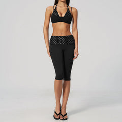 Printed Patchwork Crop Top And Leggings Set