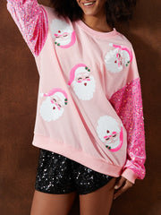 Christmas Glitter Patchwork Sequin Santa Sweatshirt