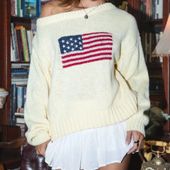 American Flag Knit Sweatshirt