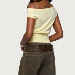 Off Shoulder Knitted Tank Top