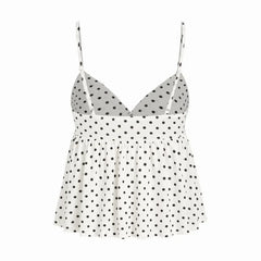 Lace Trim Polka Dot Babydoll Top