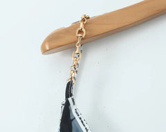Paper Print Cowl Neck Chain Strap Mini Dress