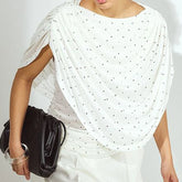 Dotted Ruched Draped Blouse