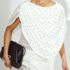 Dotted Ruched Draped Blouse